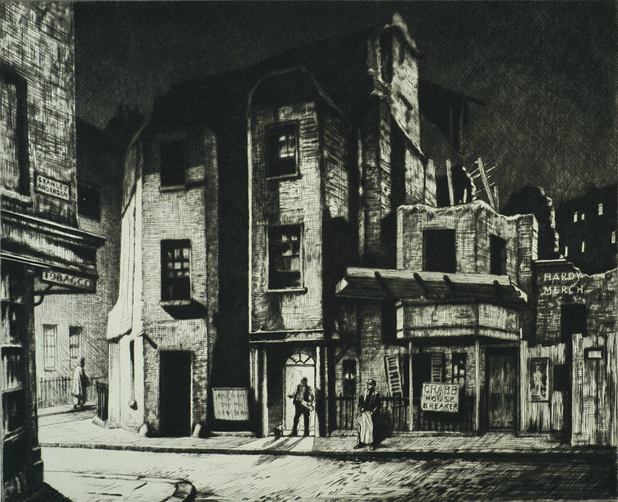 A Mayfair Backwater - STANLEY ANDERSON - drypoint