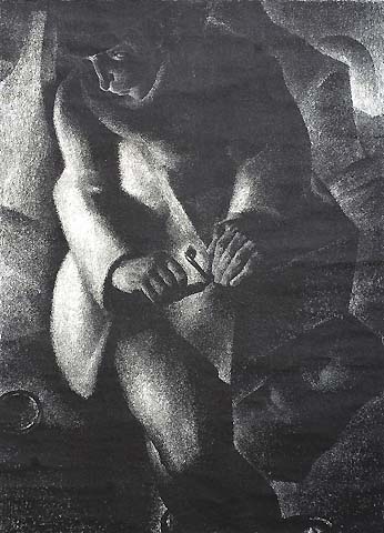Seated Figure in the Shadows -  ANTO-CARTE (ANTOINE CARTE) - lithograph
