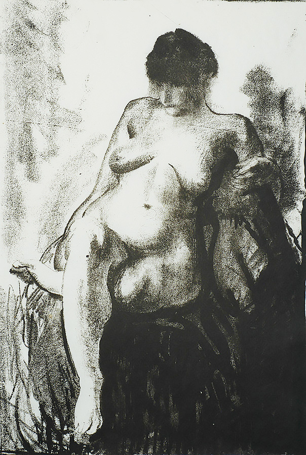 Nude Woman Seated (first state) - GEORGE BELLOWS - lithograph