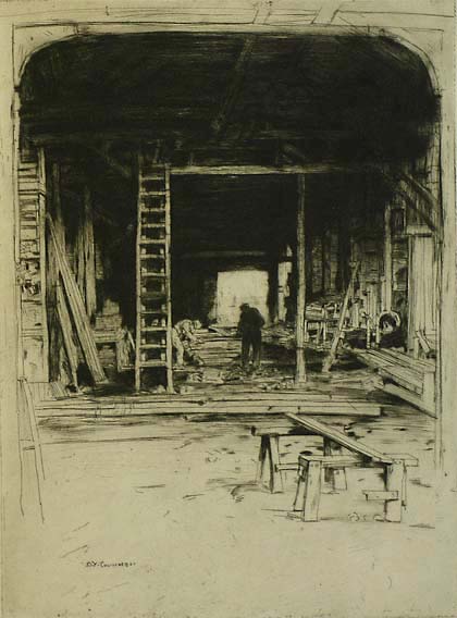 Robert Lee's Workshop - DAVID YOUNG CAMERON - etching and drypoint