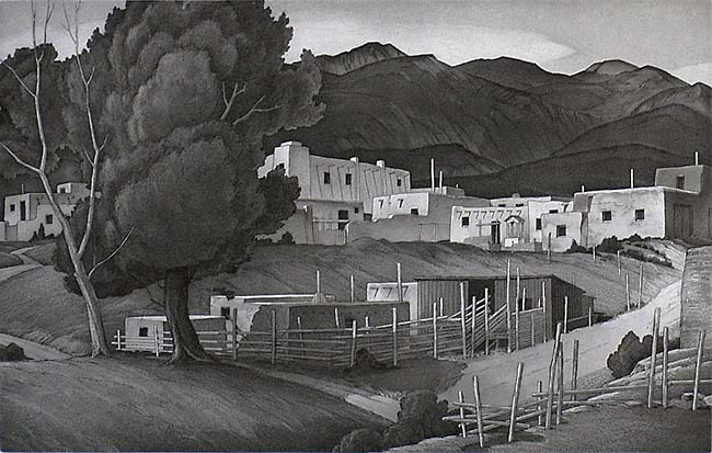 Taos (New Mexico) - CHARLES M. CAPPS - etching and aquatint