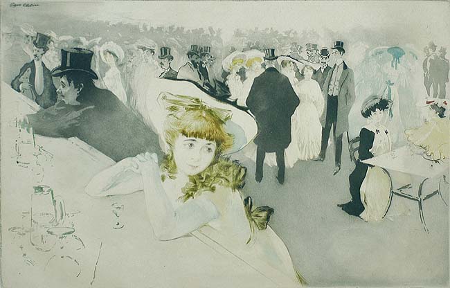 Le Promenoir (The Promenade) - EDGAR CHAHINE - etching, drypoint and aquatint printed in colors