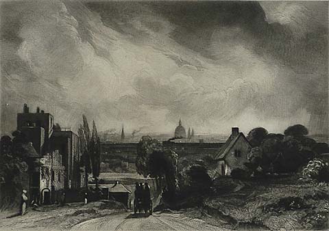 London from Hampstead; Sir Richard Steele's Cottage - (AFTER) JOHN CONSTABLE - mezzotint