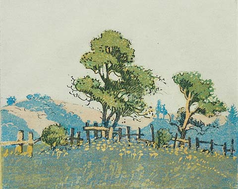 Pajaro Valley, CA - MAY GEARHART - soft-ground etching and aquatint printed in colors