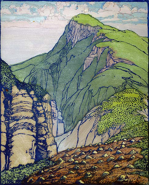South Mountain - FRANCES GEARHART - block print printed in colors
