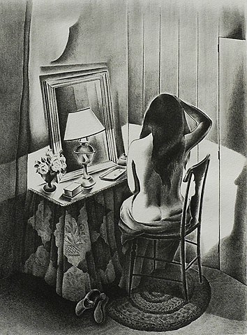 Nude Seated at a Dressing Table - MINNETTA GOOD - lithograph
