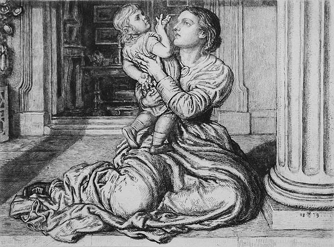 The Father's Leave-taking - WILLIAM HOLMAN HUNT - etching