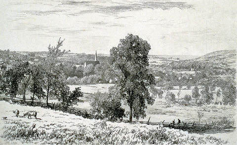 New England Landscape - JOHN HENRY HILL - etching