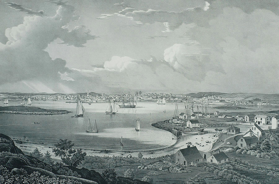 View of the Town of Gloucester, Mass. - FITZ HENRY (HUGH) LANE - lithograph