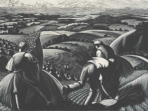 Stooking: August - CLARE LEIGHTON - Wood Engraving