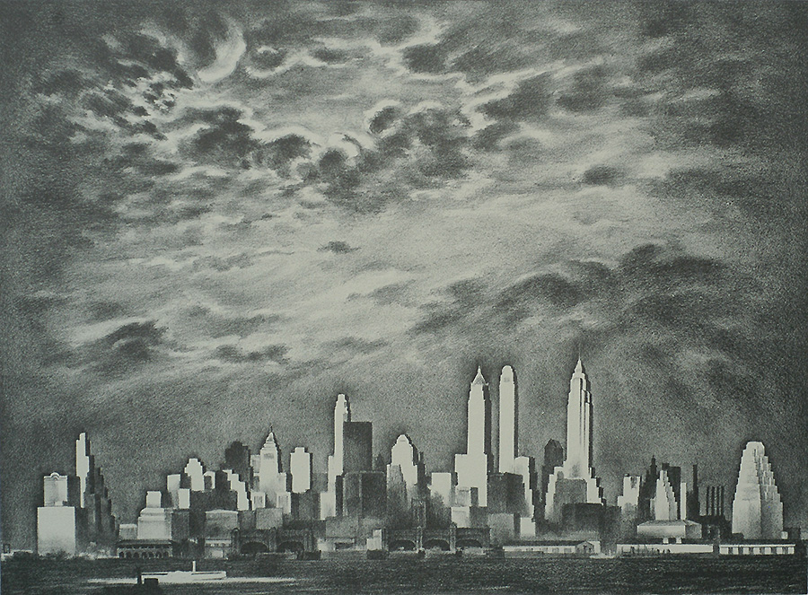 Storm over Manhattan - LOUIS LOZOWICK - lithograph