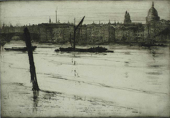 Low Tide (London) - ERNEST S. LUMSDEN - etching