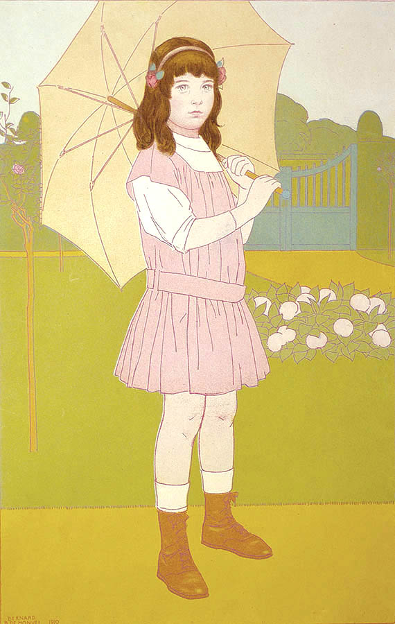 Young Lady with an Umbrella (Fillette à l'Ombrelle) - BERNARD BOUTET DE MONVEL - etching and aquatint printed in colors
