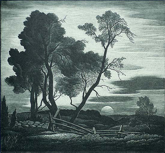 Near Lyme, Sunset - THOMAS NASON - wood engraving