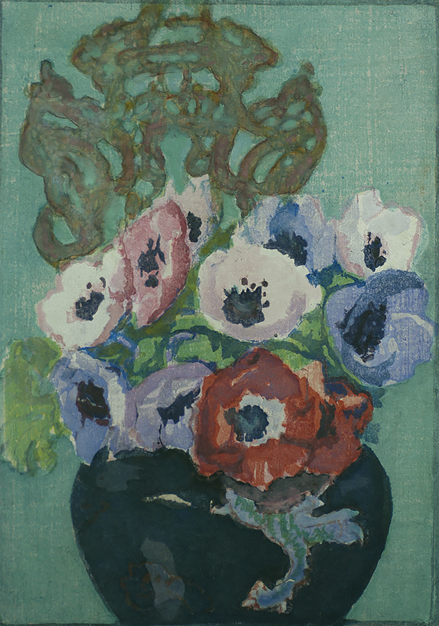 Anemones - MARGARET PATTERSON - woodcut printed in colors