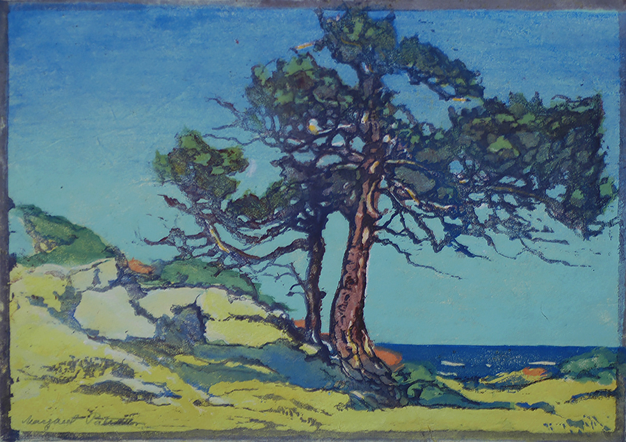 Coast Cedars - MARGARET PATTERSON - woodcut printed in colors
