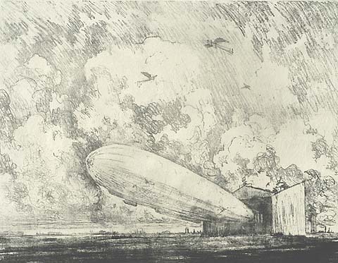The Zeppelin Starts, No. 1 - JOSEPH PENNELL - lithograph