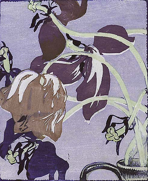 Tulips - MABEL ROYDS - woodcut printed in colors