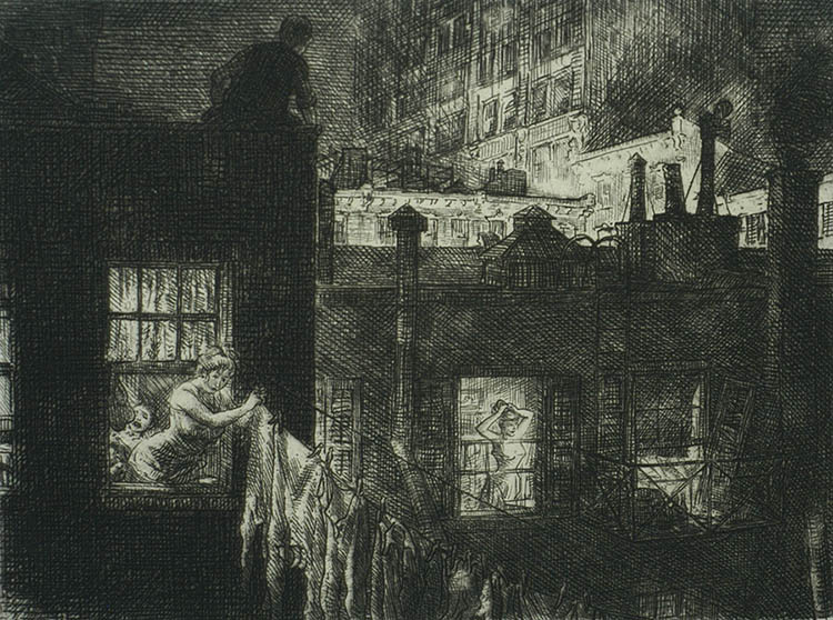 Night Windows - JOHN SLOAN - etching