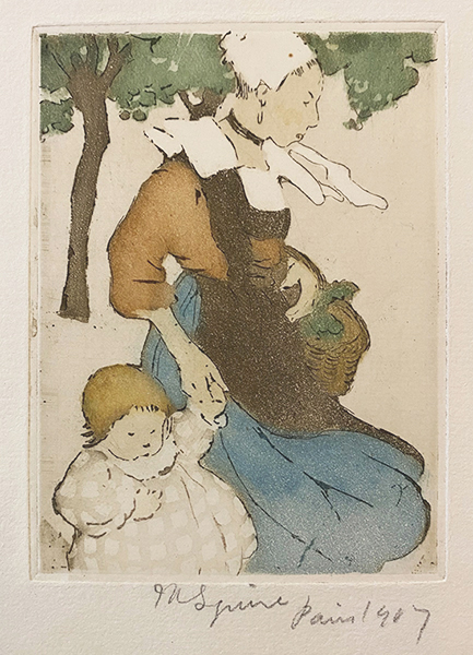 Woman and Child - MAUD HUNT SQUIRE - etching and aquatint printed in colors