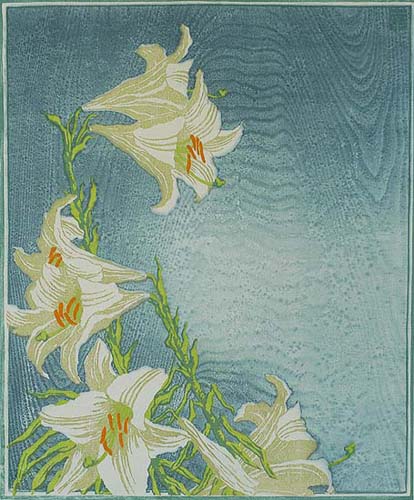 Lilies (Lilien) - CARL THIEMANN - woodcut printed in colors
