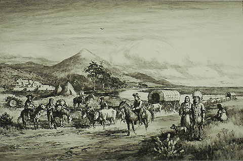 The Old Santa Fe Trail - CHARLES A. VANDERHOOF - etching