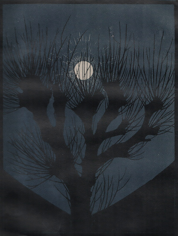 Moonlit Night (Maannacht) -  ANNA JULIE DE GRAAG - woodcut printed in colors