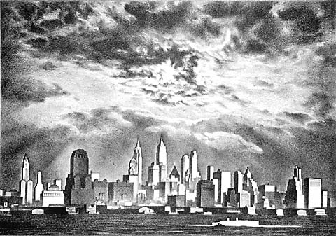 Storm Clouds Above Manhattan - LOUIS LOZOWICK - lithograph