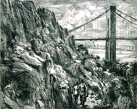 George Washington Bridge - REGINALD MARSH - etching and engraving
