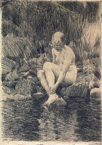Dagmar - ANDERS ZORN - etching printed with plate tone