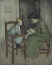 Interior Scene with Mother and Child -  DUPONT