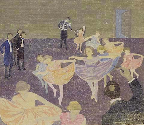 The Dance Recital - MAUD AINSLIE - woodcut printed in colors