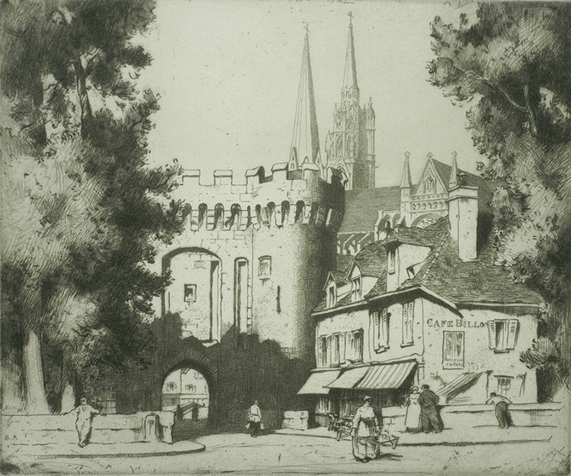 Pont Guillaume, Chartres - STANLEY ANDERSON - etching and drypoint