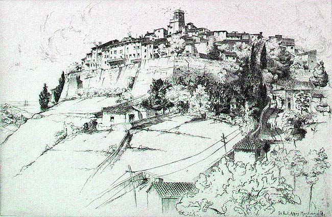 St. Paul, Alps-Maritimes (France) - JOHN TAYLOR ARMS - etching