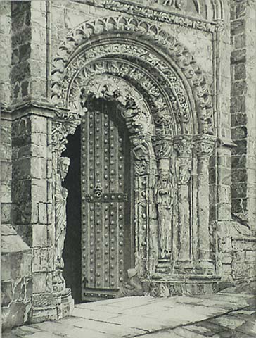Study in Stone, Cathedral of Orense - JOHN TAYLOR ARMS - etching