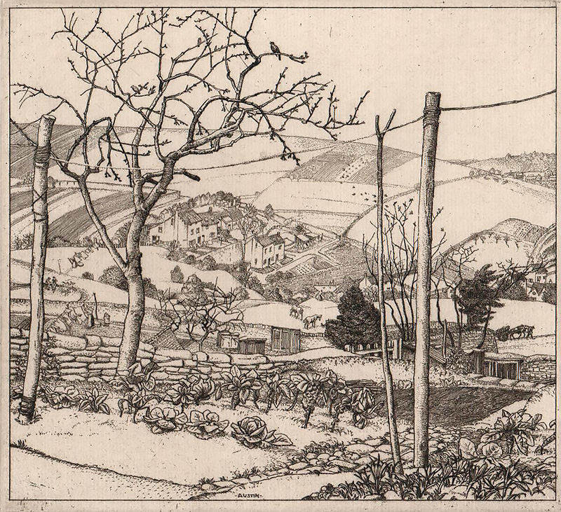 Early Spring, Gloucestershire - ROBERT S. AUSTIN - etching