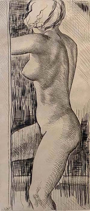 Young Lady in the Bath (Jeune Fille au Bain) - JOHN BUCKLAND-WRIGHT - drypoint