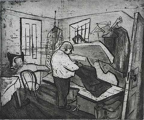 The Tailor - WILL BARNET - etching and aquatint