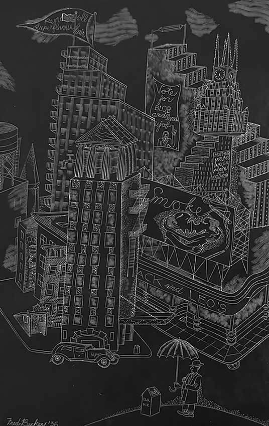 New York Landscape - FRED G. BECKER - wood engraving