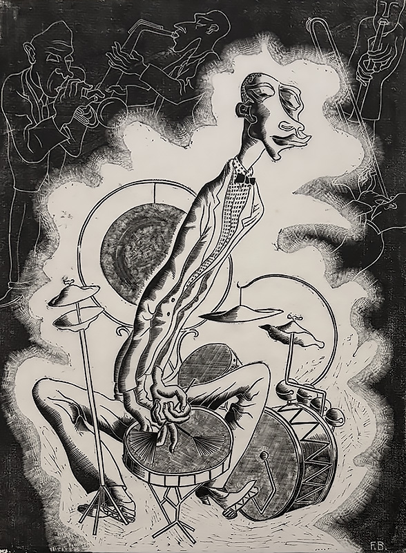 The Drummer - FRED G. BECKER - wood engraving