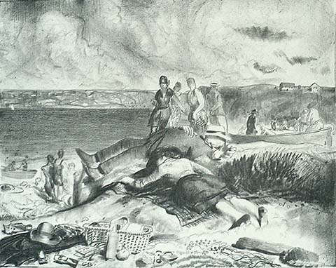Legs of the Sea - GEORGE BELLOWS - lithograph on thin China paper