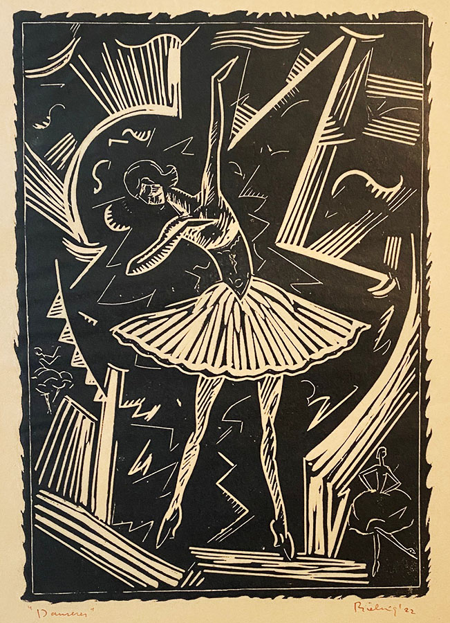 Dancers (Danseres) - HERMAN F. BIELING - linoleum cut
