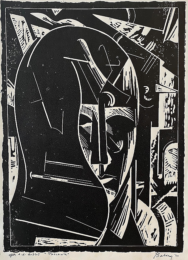 Passerby (Passante) - HERMAN F. BIELING - linocut