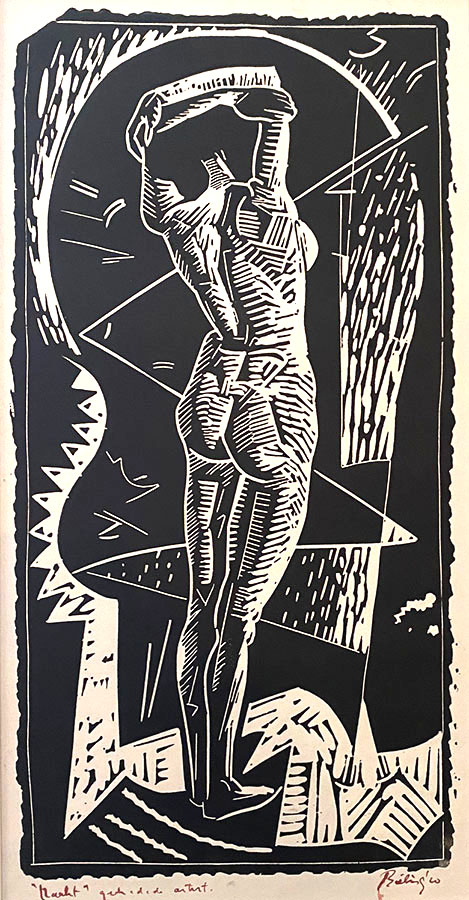 Nude (Naakt)  - HERMAN F. BIELING - linoleum cut
