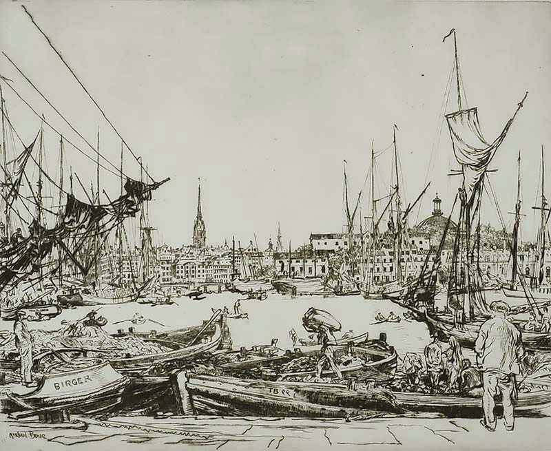 Strandvägen, Stockholm - MUIRHEAD BONE - drypoint