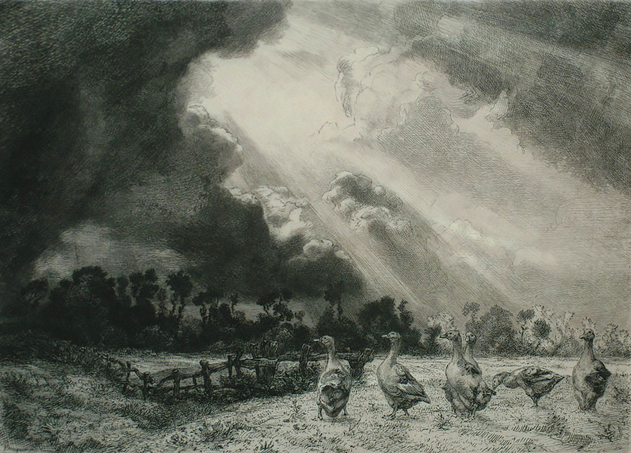 The Thunder Cloud (La Nuée d'Orâge) - FELIX BRACQUEMOND - etching