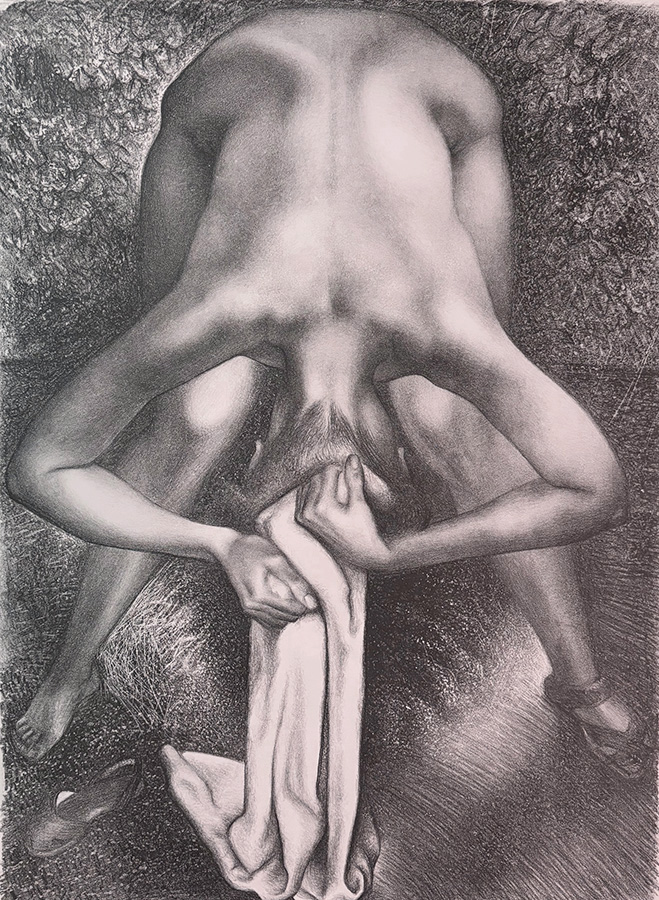Woman Drying her Hair - ROSS BRAUGHT - lithograph