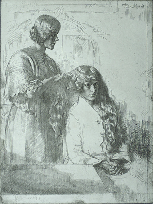 Deux Landaises (Anais and Marguérite) - GERALD BROCKHURST - etching