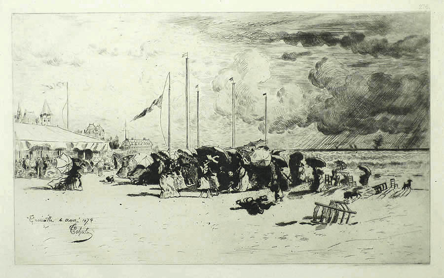 A Squall in Trouville (Un Grain a Trouville) - FELIX BUHOT - etching and drypoint