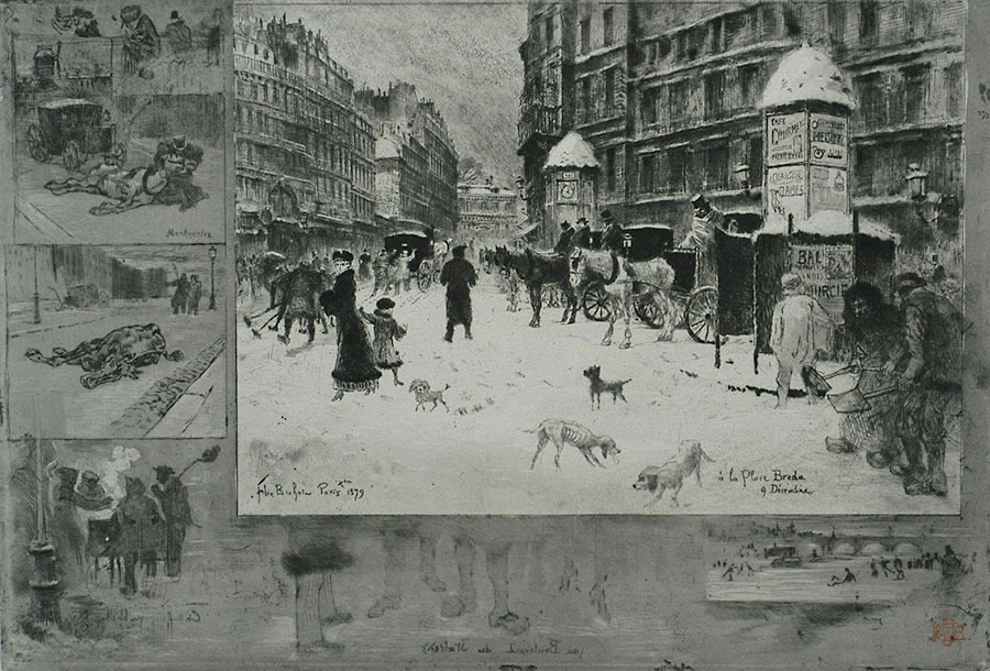 L'Hiver à Paris ou la Neige à Paris (Winter in Paris or Snow in Paris) - FELIX BUHOT - etching, drypoint and aquatint